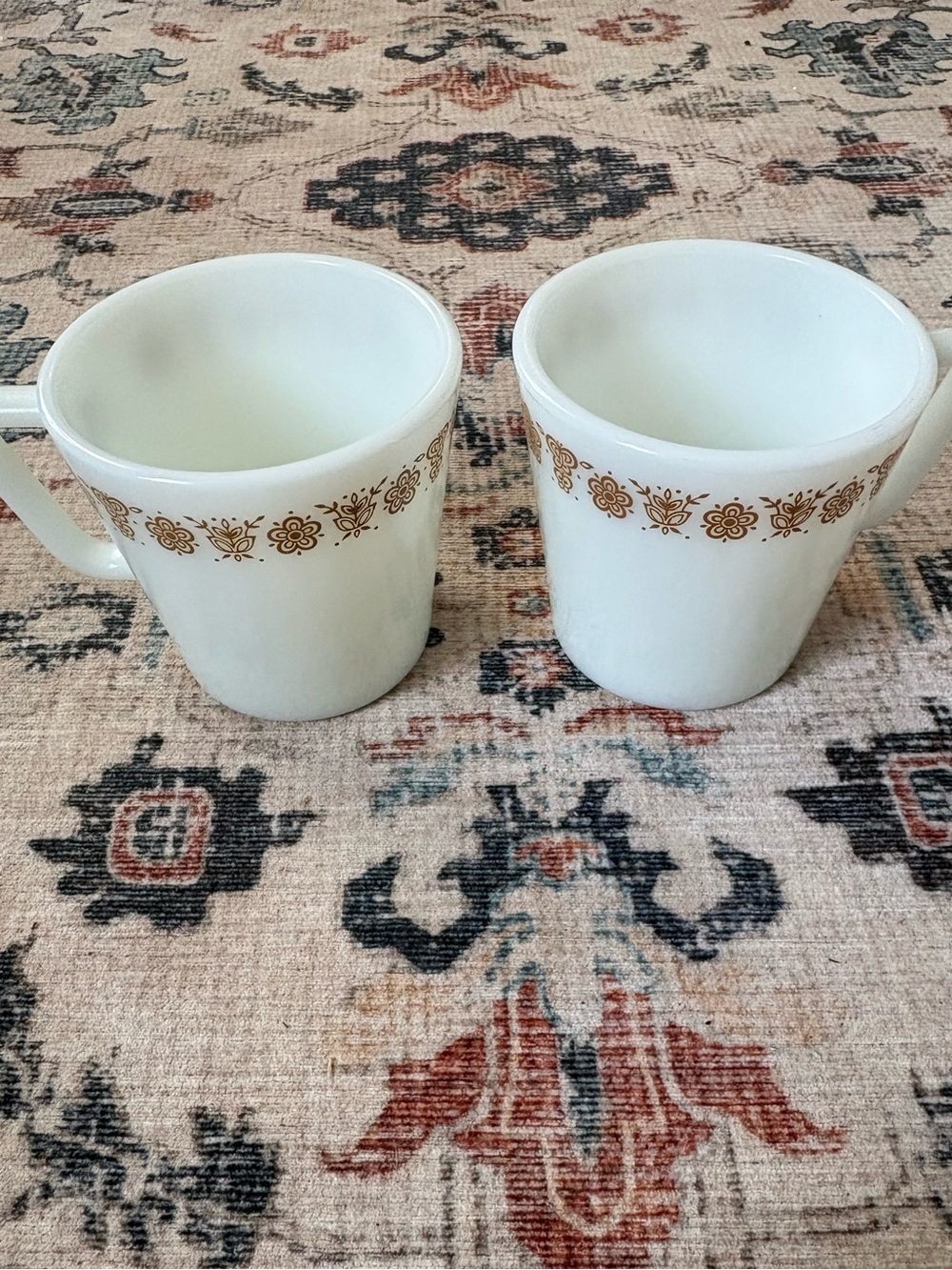 Vintage Pyrex Butterfly Gold 1410 Milk Glass Mugs Set of 2